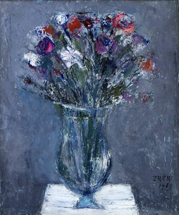 蛯子善悦「花」油絵・F8号 絵画買取・販売の小竹美術