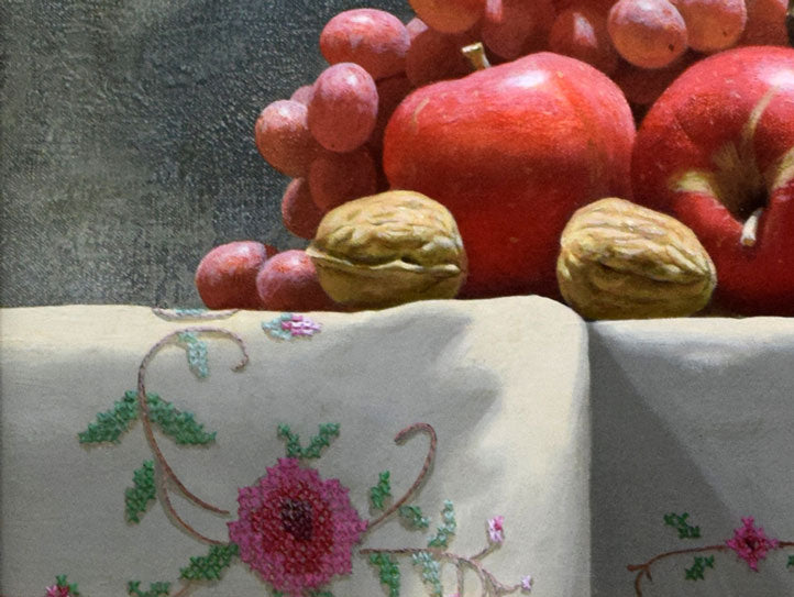 岩戸敏彦「ランプと果実」油絵・F10号 絵画買取・販売の小竹美術