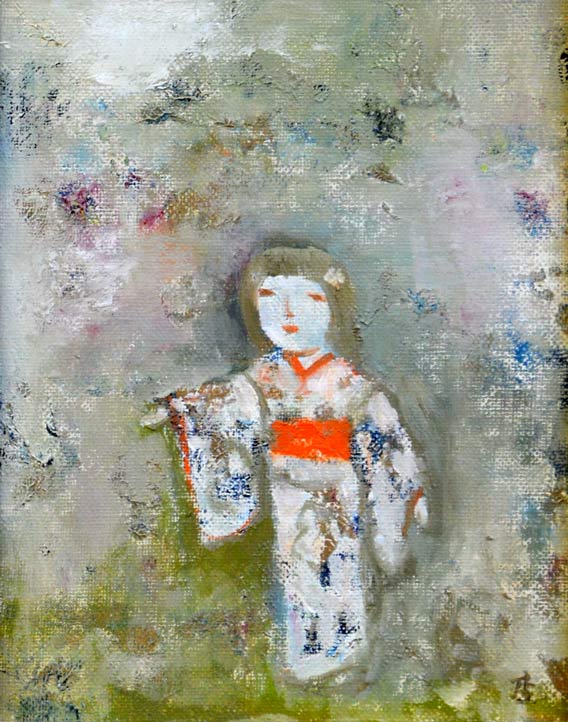 杢田たけを「少女」油絵・F0号 絵画買取・販売の小竹美術