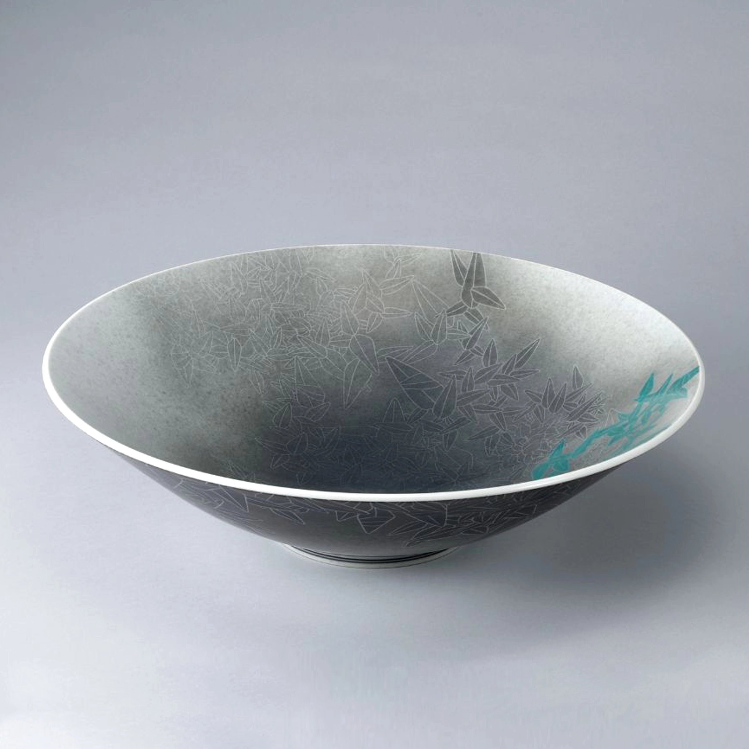 色絵薄墨墨はじき境躑躅文鉢(十四代 今泉今右衛門)｜ギャラリージャパン