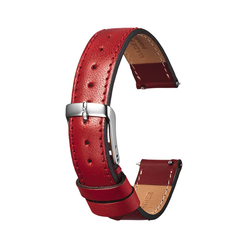 Knot S18-TT-RD 時計ベルト バンド 本革 18mm レッド 栃木レザー