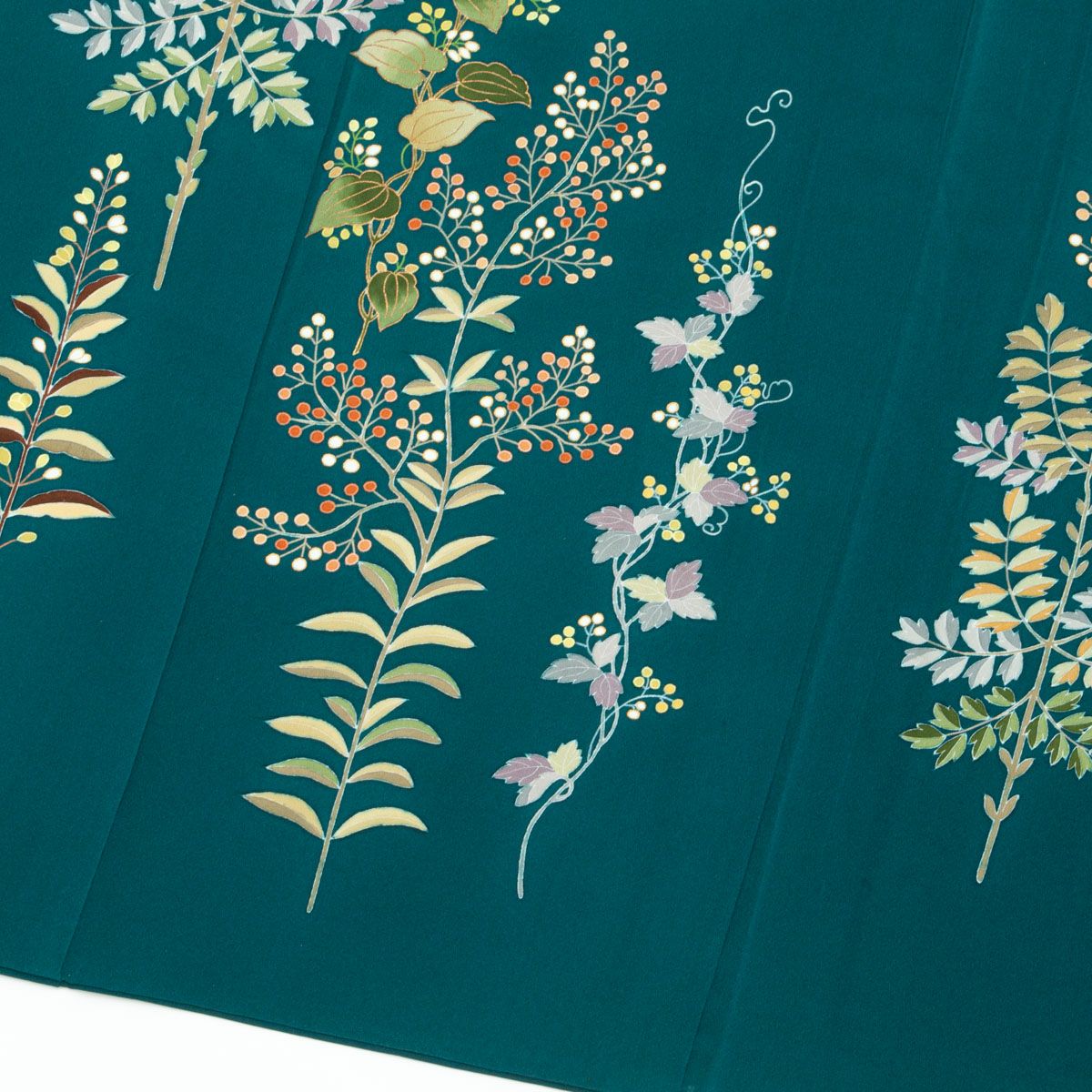 東京ますいわ屋 誂品】 訪問着 友禅 瑞鳥と植物の実 フォレスト