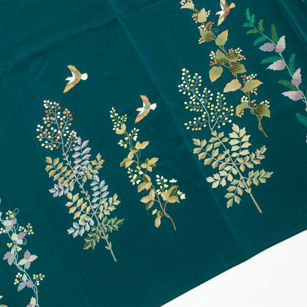 東京ますいわ屋 誂品】 訪問着 友禅 瑞鳥と植物の実 フォレスト