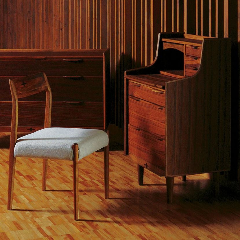 設置無料】幅60cm ライティングビューロー EDDA 木製 天然木 鏡付き