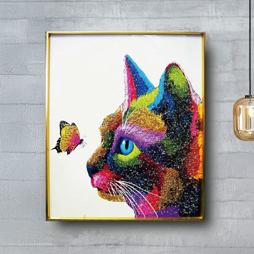 幅51cm クリスタルアート インテリア雑貨 ソラ 猫 動物 アートパネル