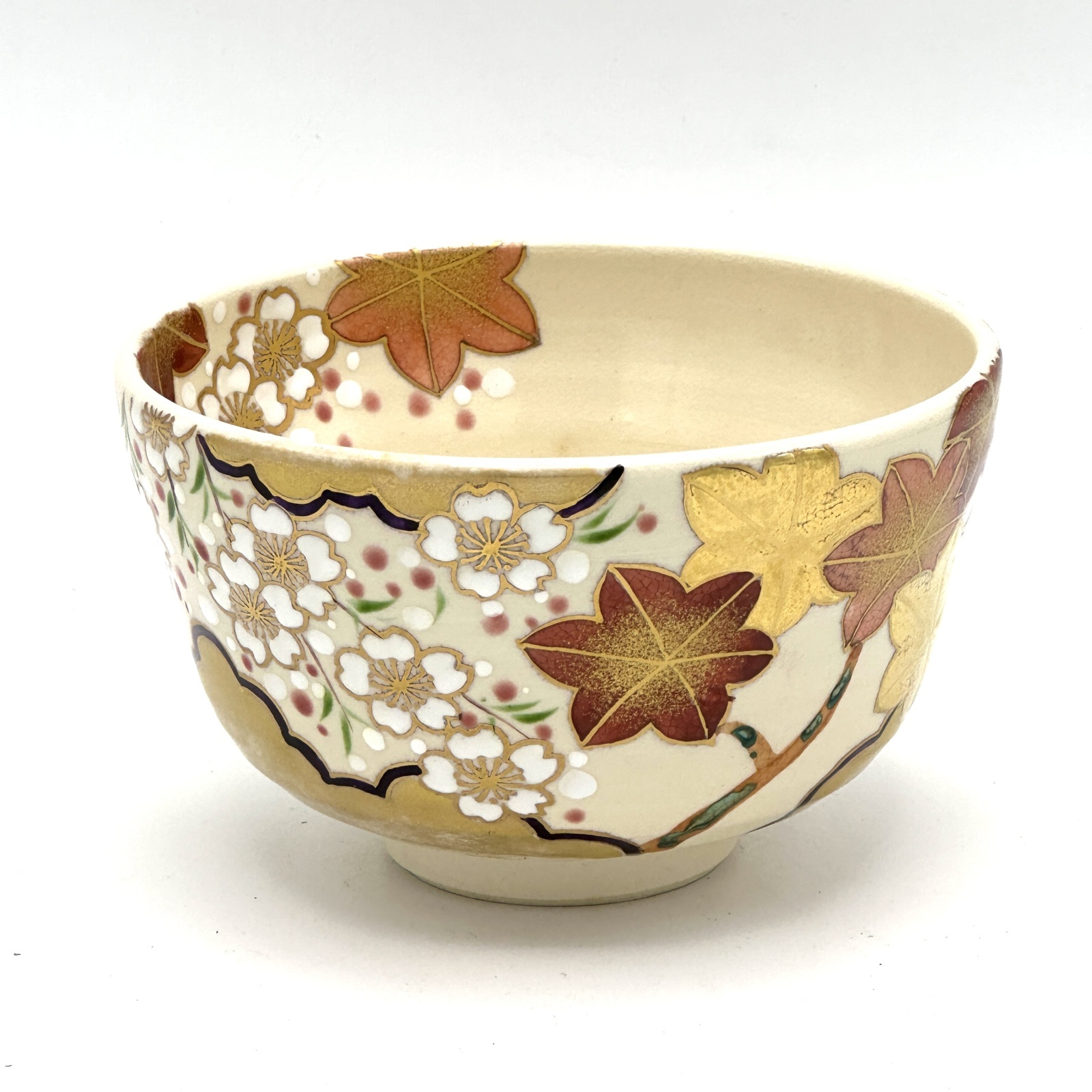 ○貴重 肥後 八代焼 高田焼 唐津焼 切高台 抹茶 茶碗 茶道具 合箱 径12