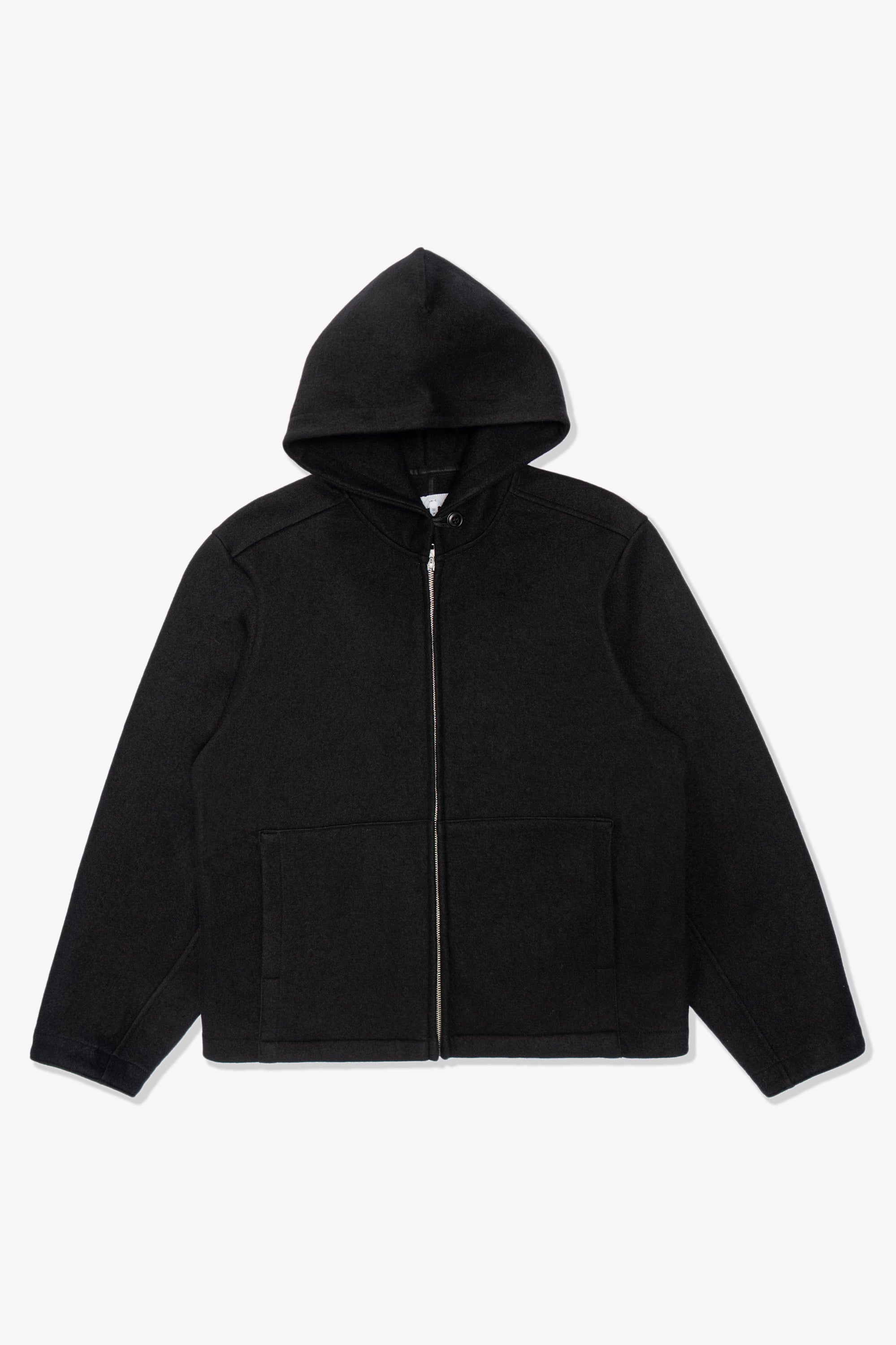 WOOL ZIP HOODIE - BLACK – LADY WHITE CO.