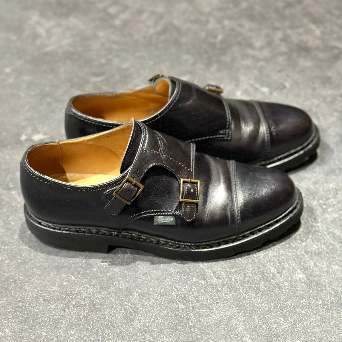 PARABOOT】パラブーツ ウィリアム ダブルモンク カーフ ブラック