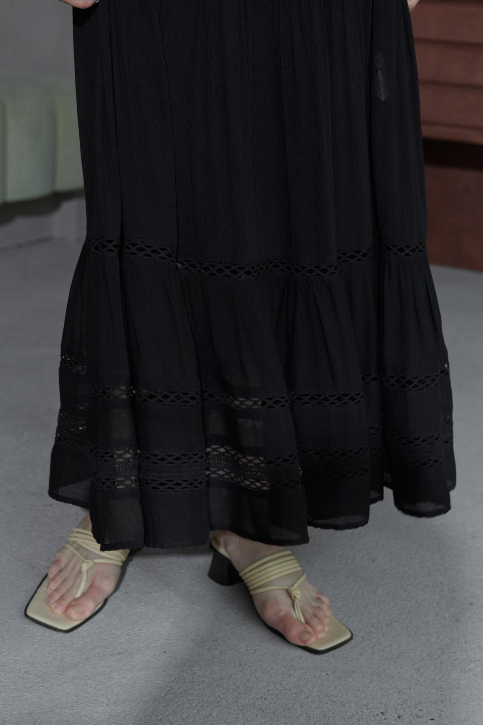 Yoke lace tiered dress – L'AUBE BLANC