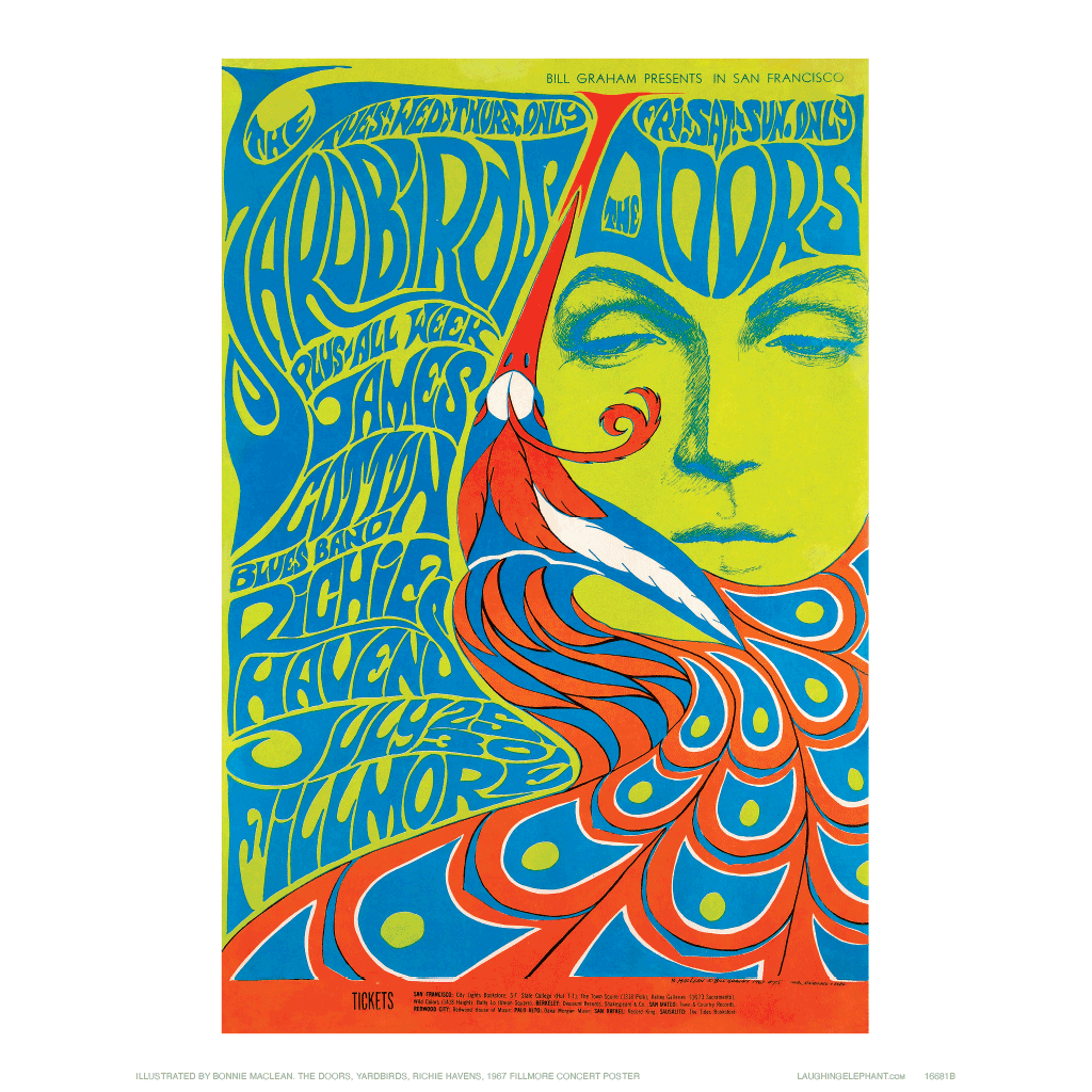 Fillmore Peacock - Psychedelic Posters Art Print – Laughing Elephant