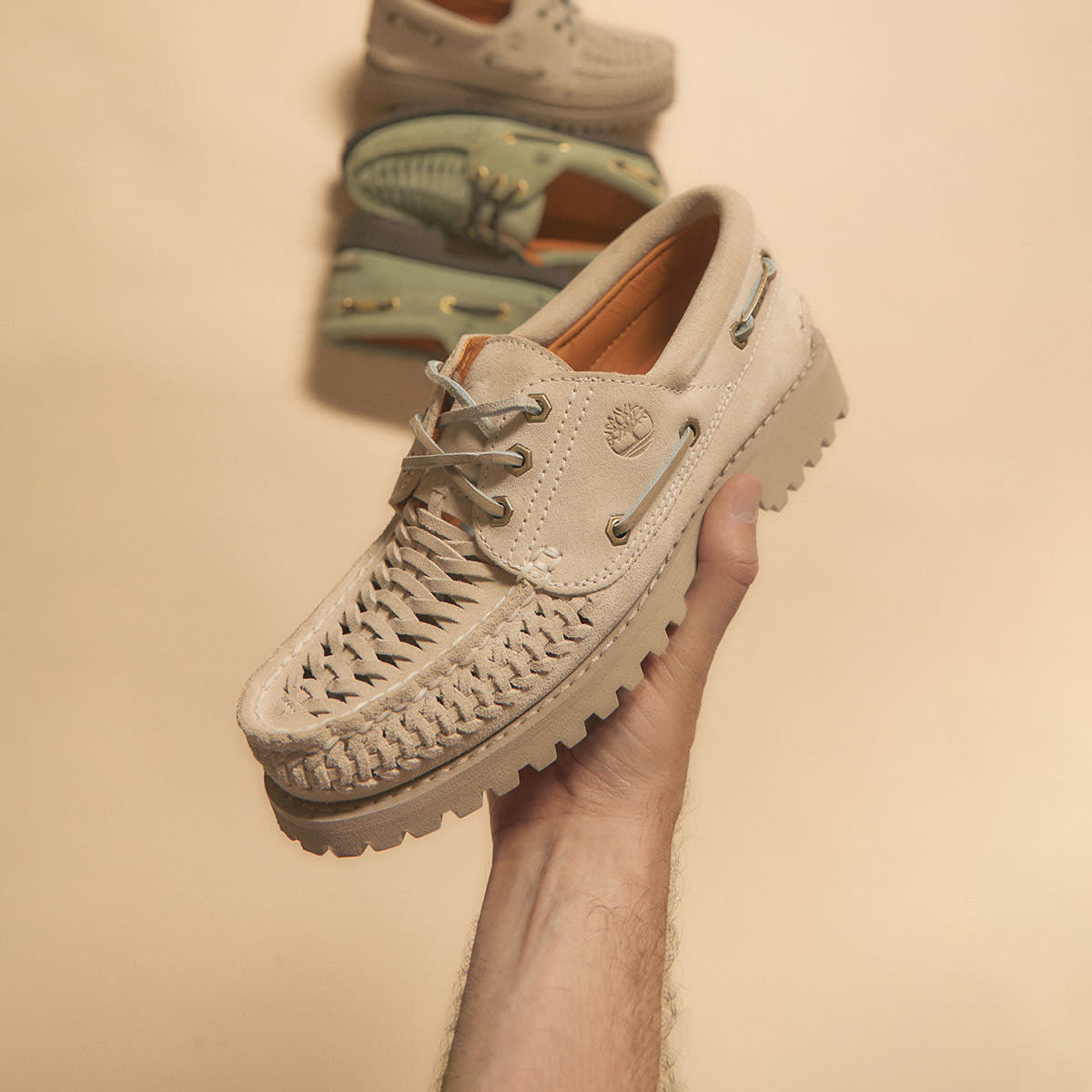 END. x Timberland Authentic 3 Eye Boat Shoe (White Suede) | END