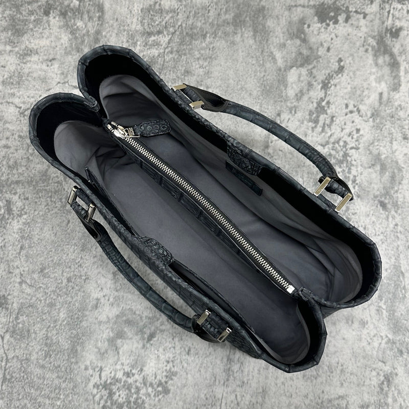 クロコダイル トートバッグ ヌバック仕上げ メンズ レディース 本革 黒