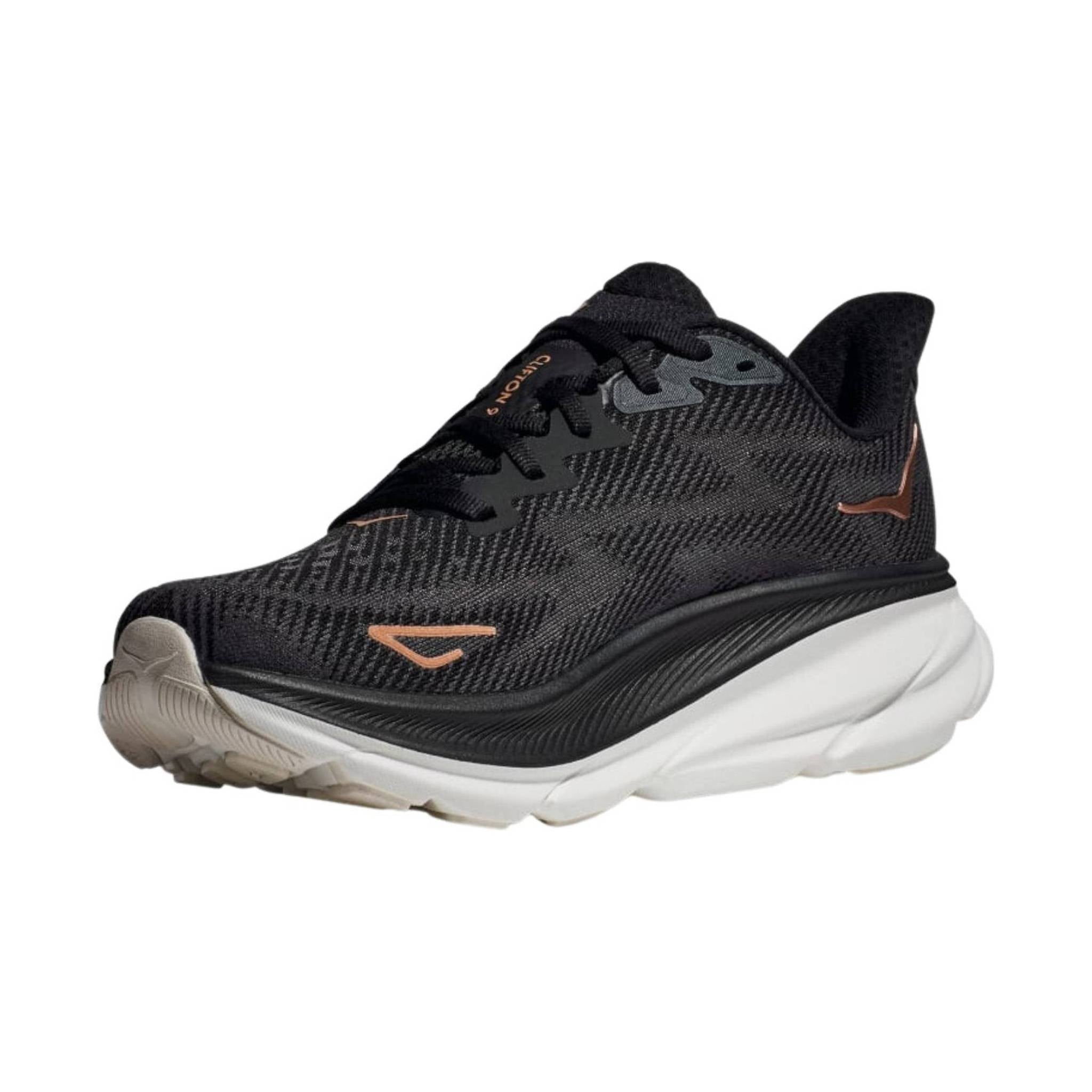 HOKA Women's Clifton 9 - Black/Rose Gold – Lenny's Shoe & Apparel