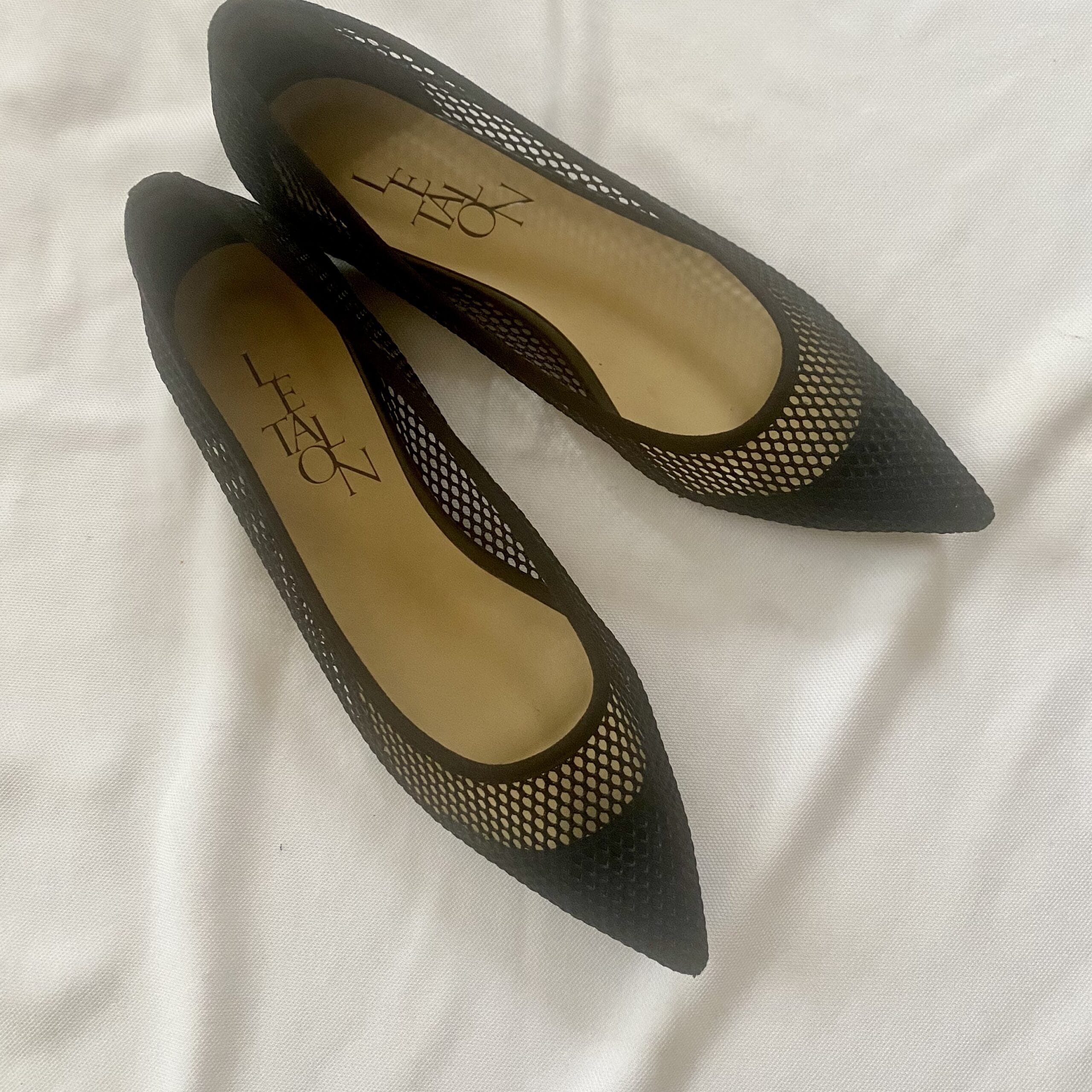 LE TALON】オンにもオフにも万能メッシュフラットパンプス♪25㎝幅広甲