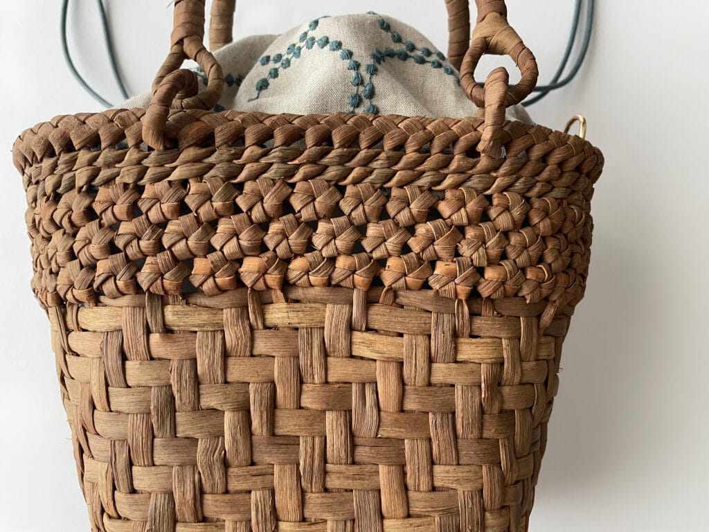 2WAY山葡萄かごバッグ×ミナ ペルホネンtambourineの巾着仕様