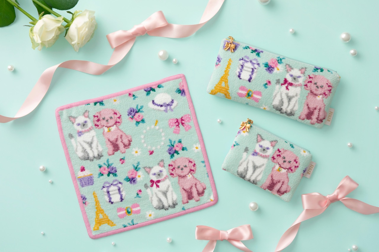 フェイラー×グリローズ】人気コラボ第3弾！愛らしい犬猫柄のハンカチ