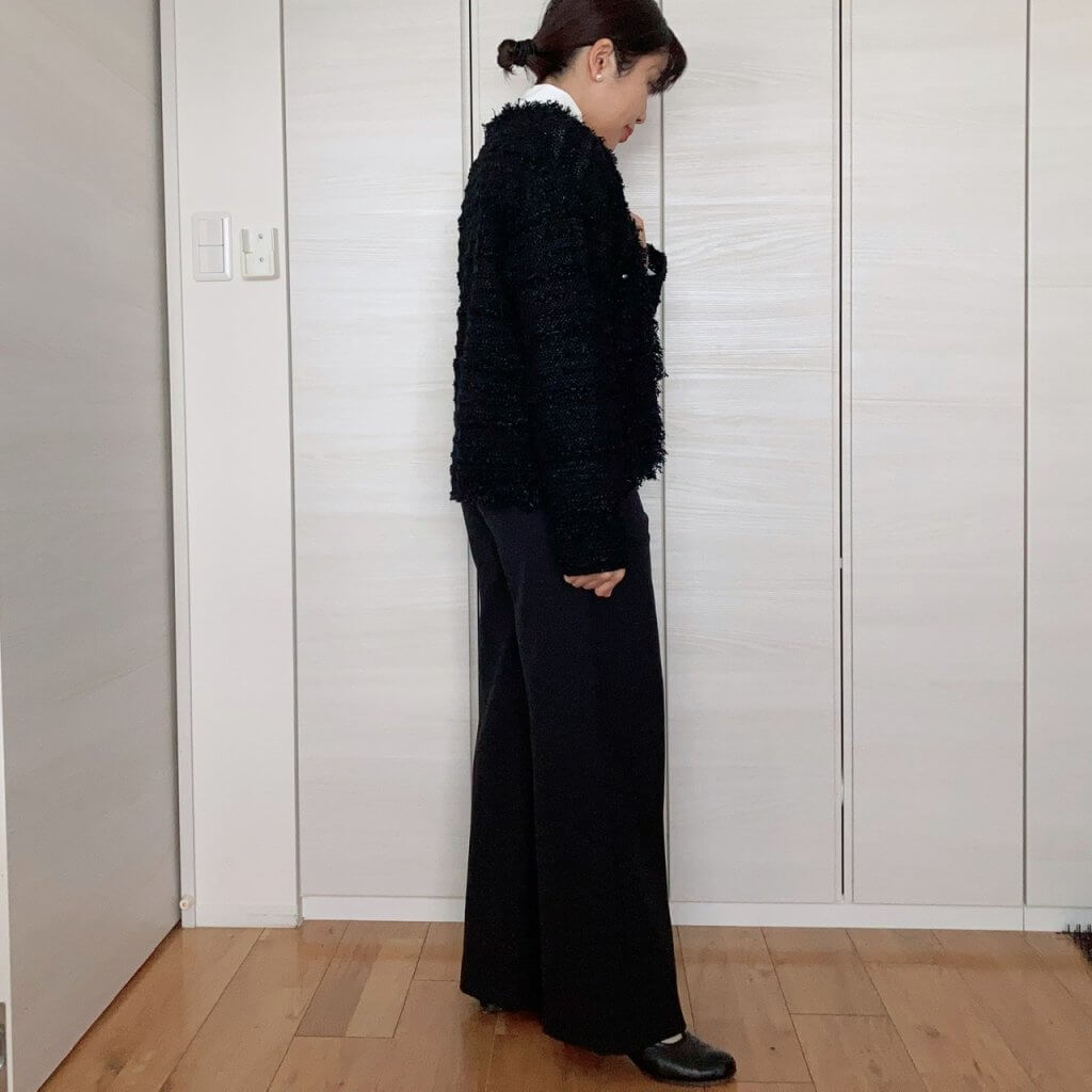 カジュアル派のハレの日は【ソージュ】ツイードライクニットジャケット