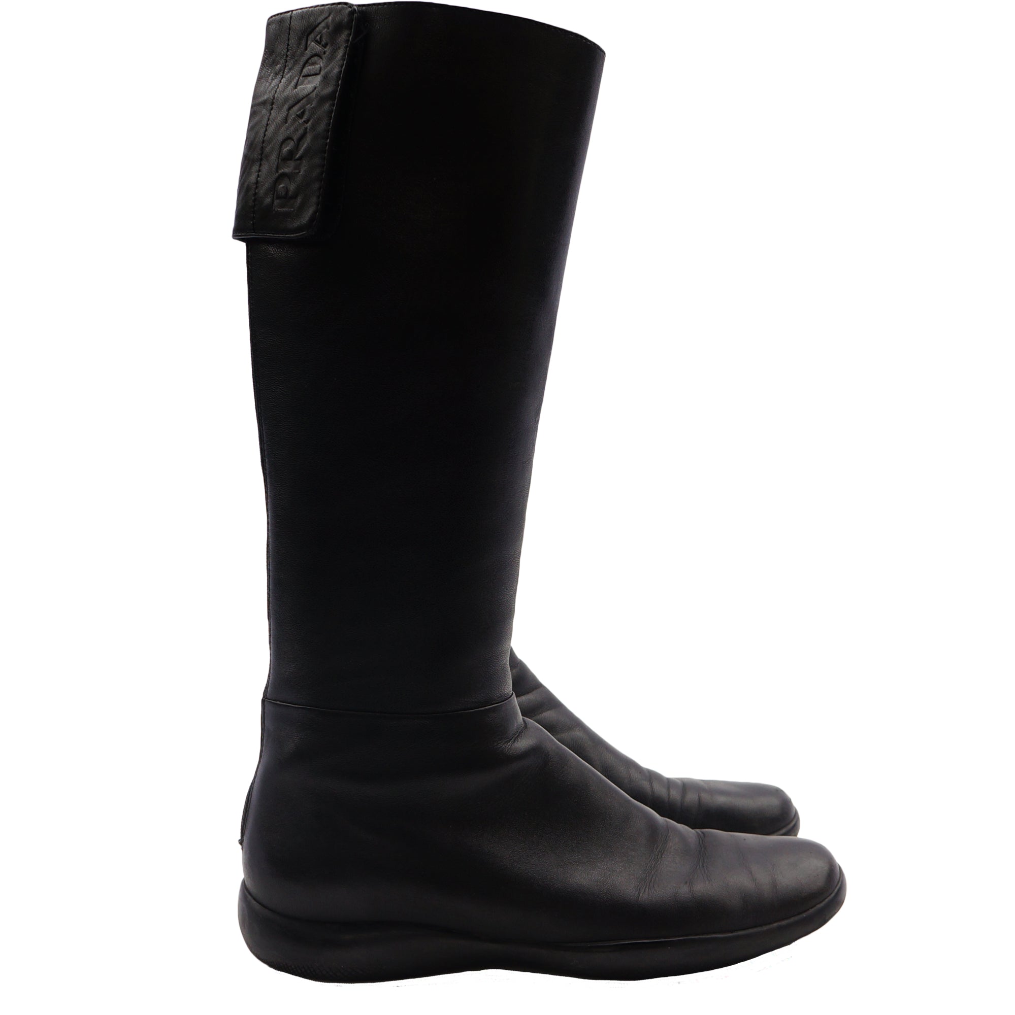 PRADA SPORT BLACK LEATHER BOOTS – leefluxury.com