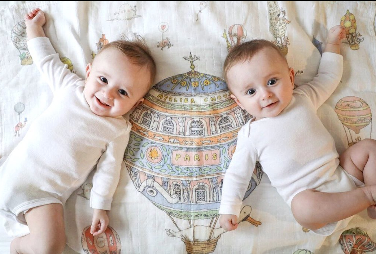 ホットエア・バルーン] オーガニックコットン・おくるみ毛布