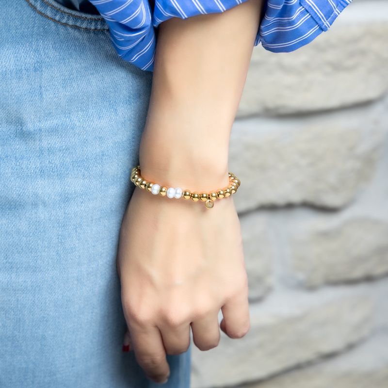 ちょこんとパールゴムブレス（ゴールド）【レビューポイント2倍