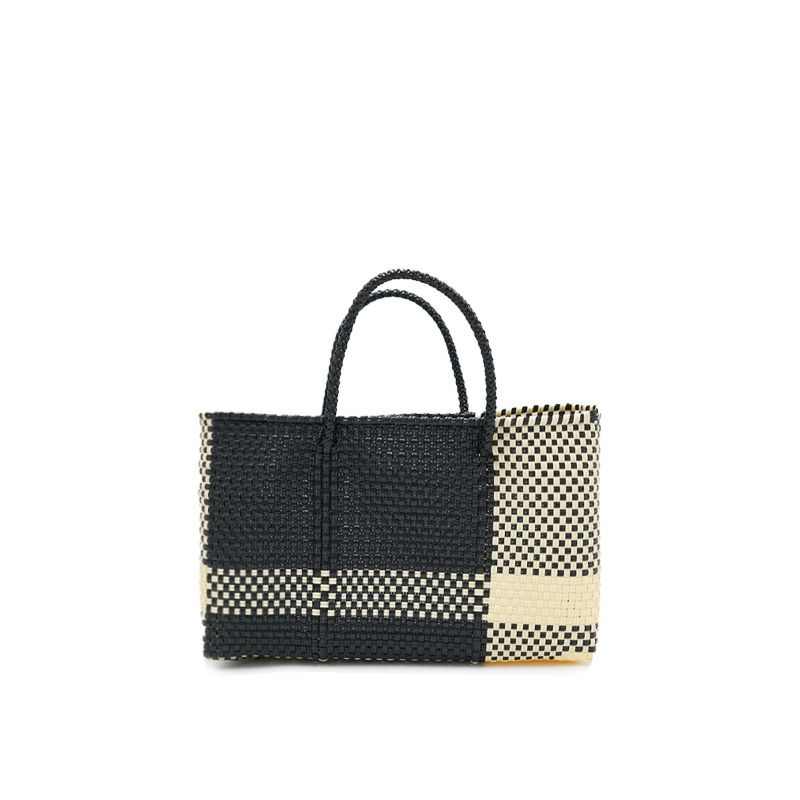MERCADO BUCKET SLIM STYLE - MINI CHECK - Black / Cream - (LONG