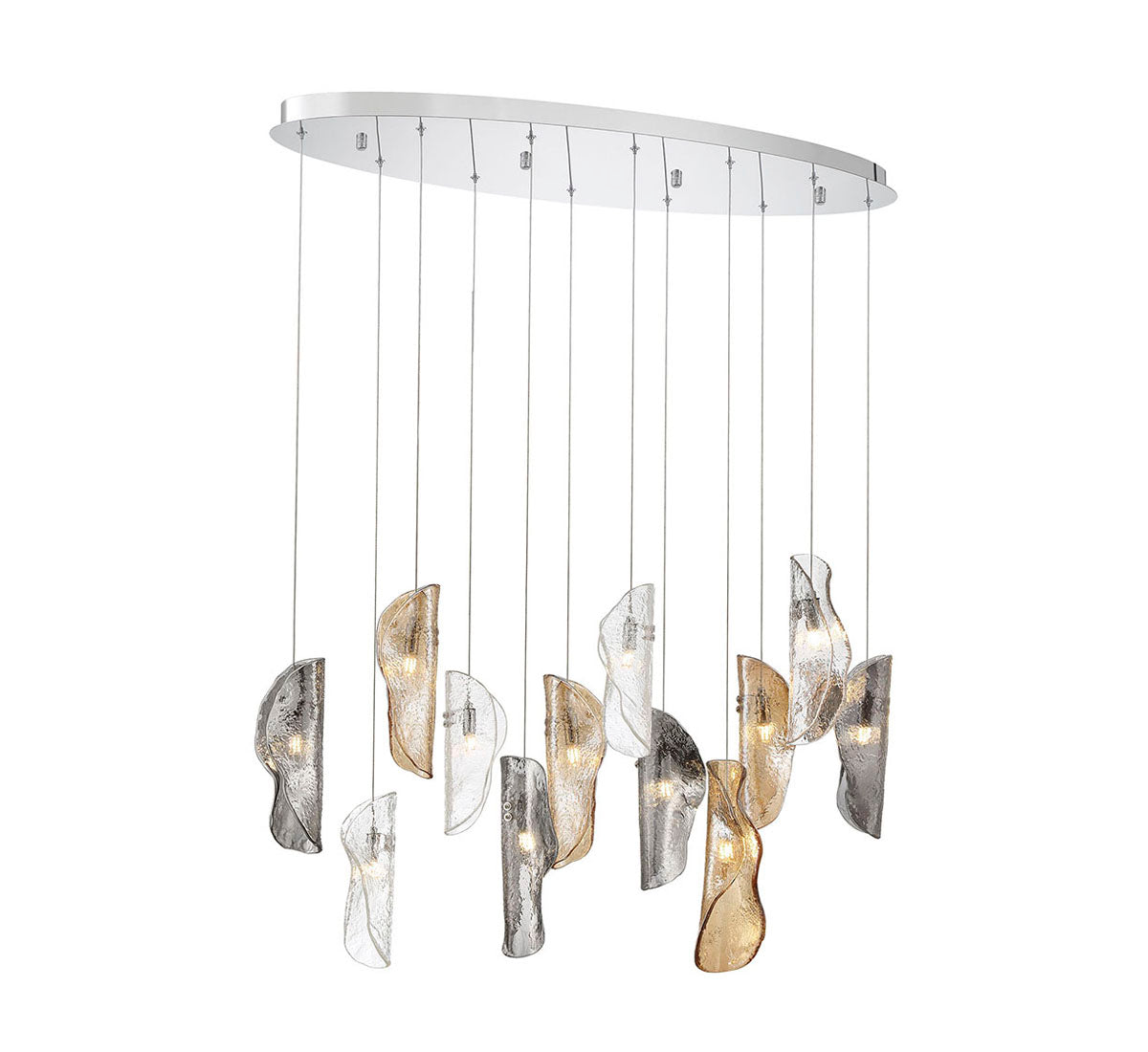 Dimmable 12 Light Oval LED Chandelier