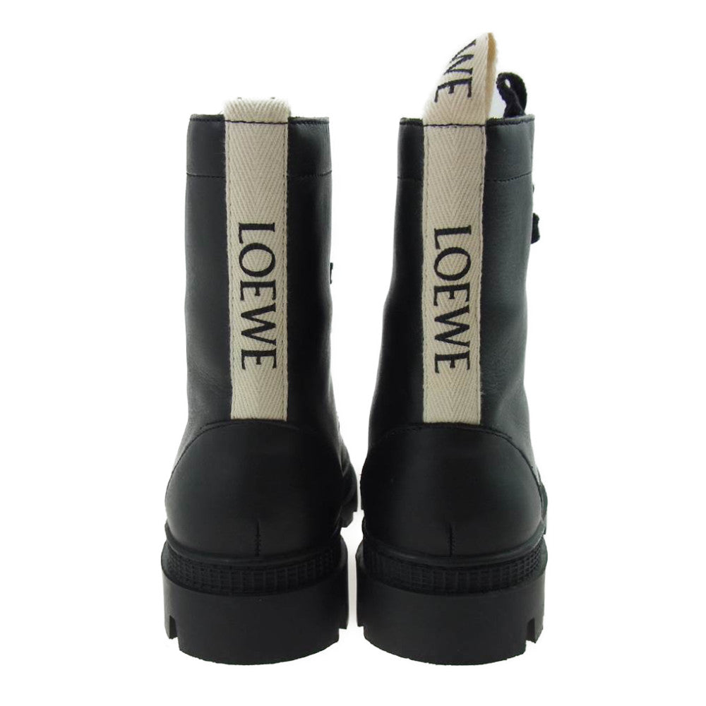 LOEWE ロエベ レザー コンバット ブーツ ブラック系 36【美品】【中古