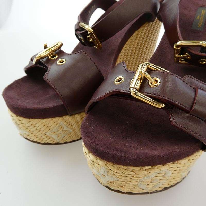 ルイヴィトン TC1114 ウェッジソール モノグラム スエード サンダル