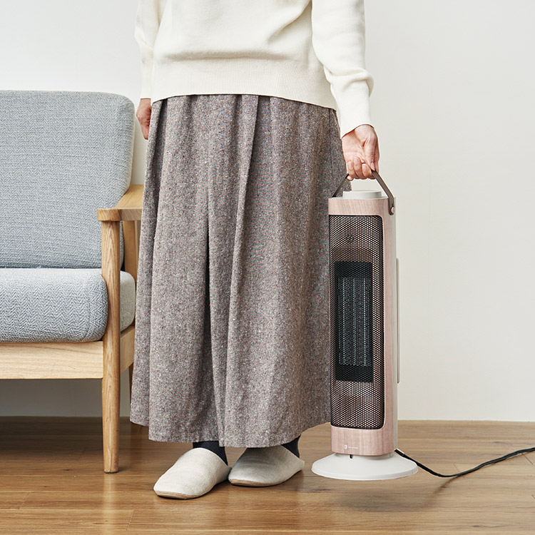 タワー型セラミックファンヒーター&ファン -Premium WOOD- LCAWA006