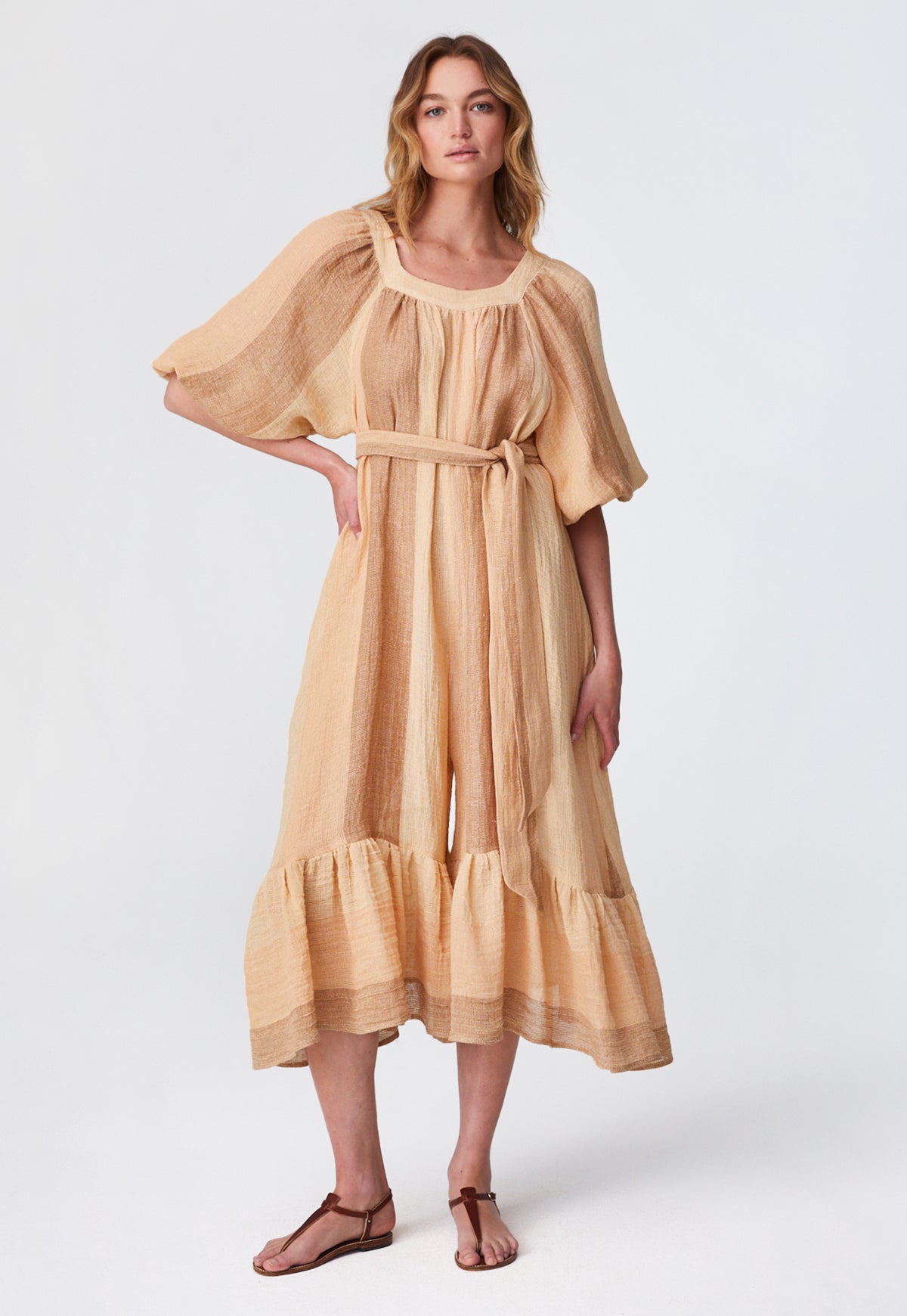 THE LAURE JUMPSUIT in DESERT AWNING STRIPED GAUZE – Lisa Marie