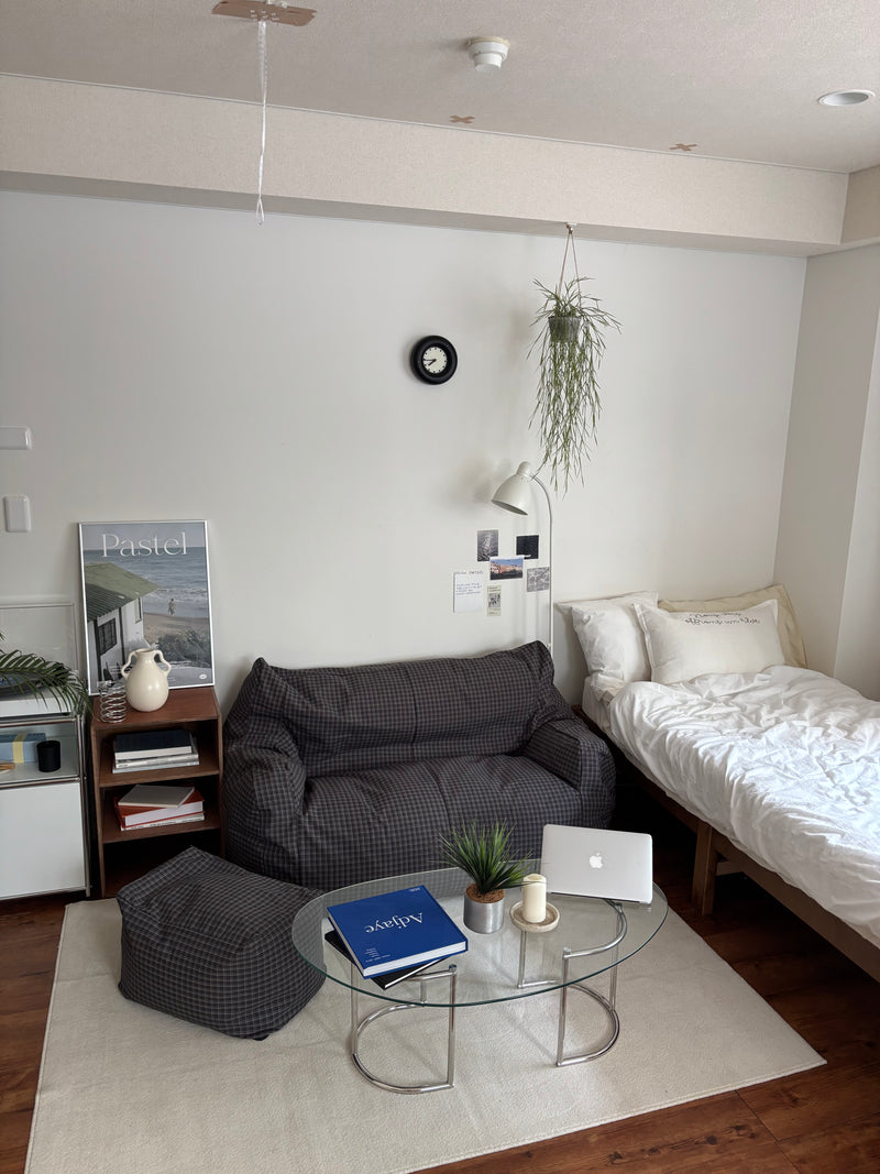 公式】LOOSY 2人掛けビーズソファ 付替カバー Charcoal Check｜2人用