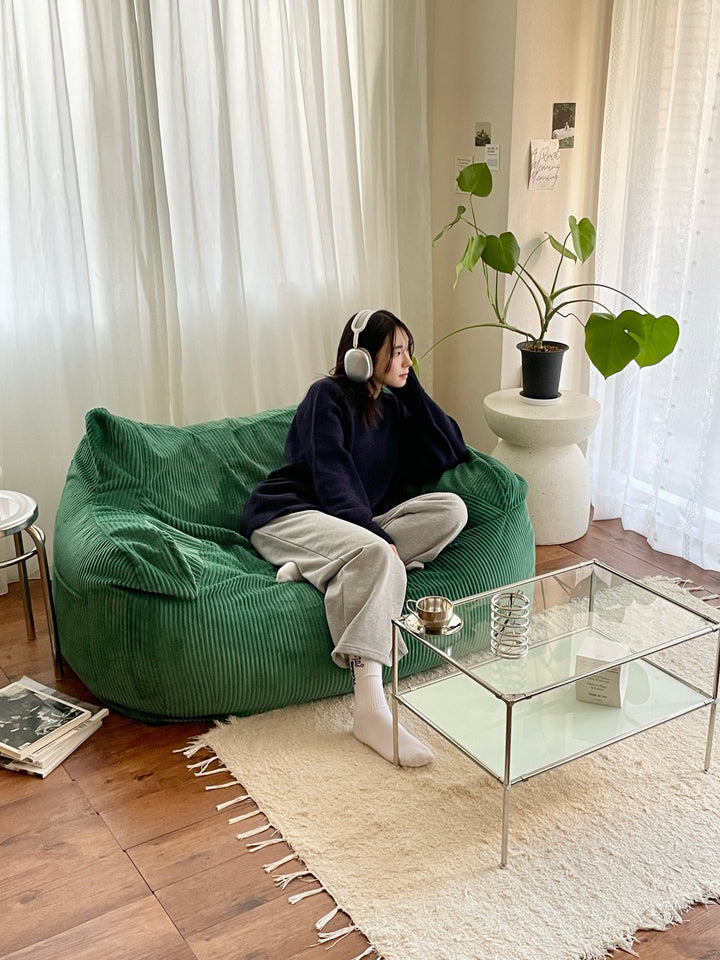 LOOSY 2人掛けビーズソファ Green｜2人用ソファ おしゃれ 一人暮らし