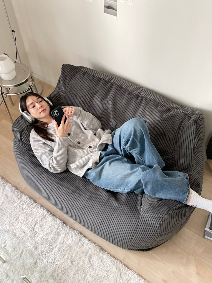 LOOSY 2人掛けビーズソファ Charcoal｜2人用ソファ おしゃれ