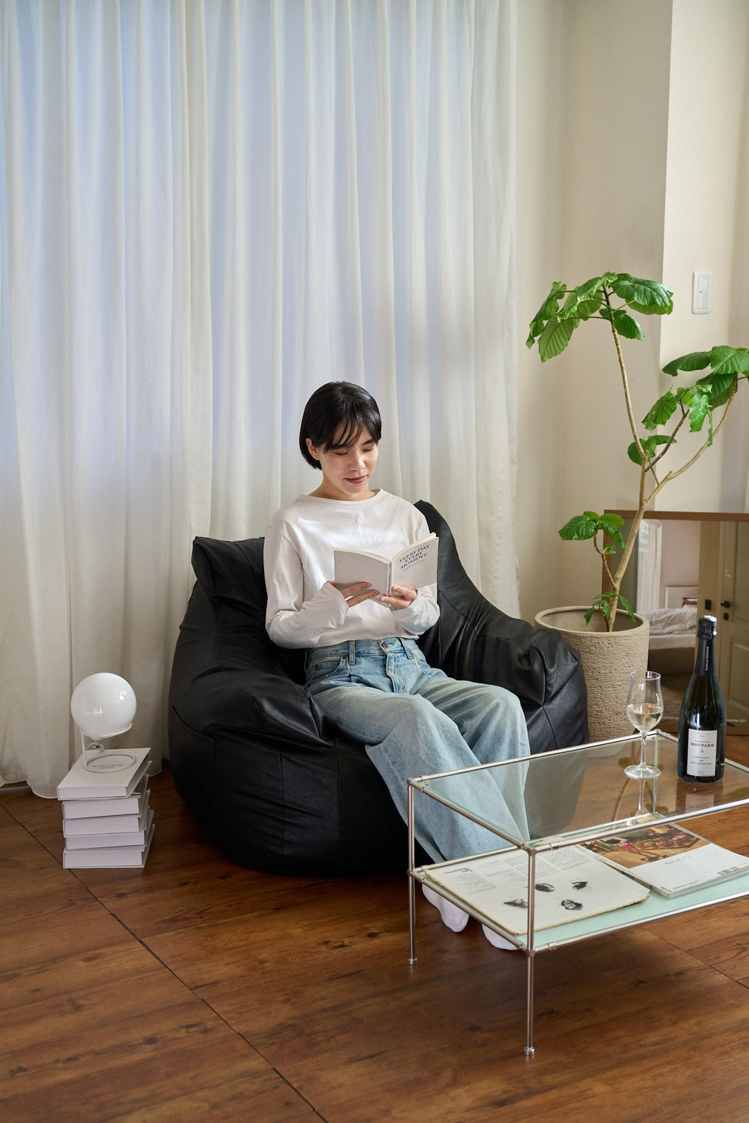 LOOSY 1人掛けビーズソファ Matte Black｜1人用ソファ おしゃれ