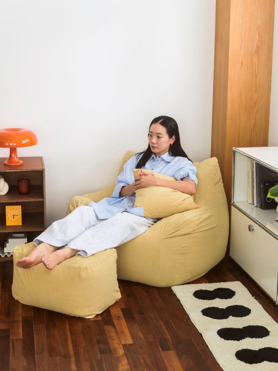 LOOSY 人掛けビーズソファ Soft Yellow｜1人用ソファ おしゃれ