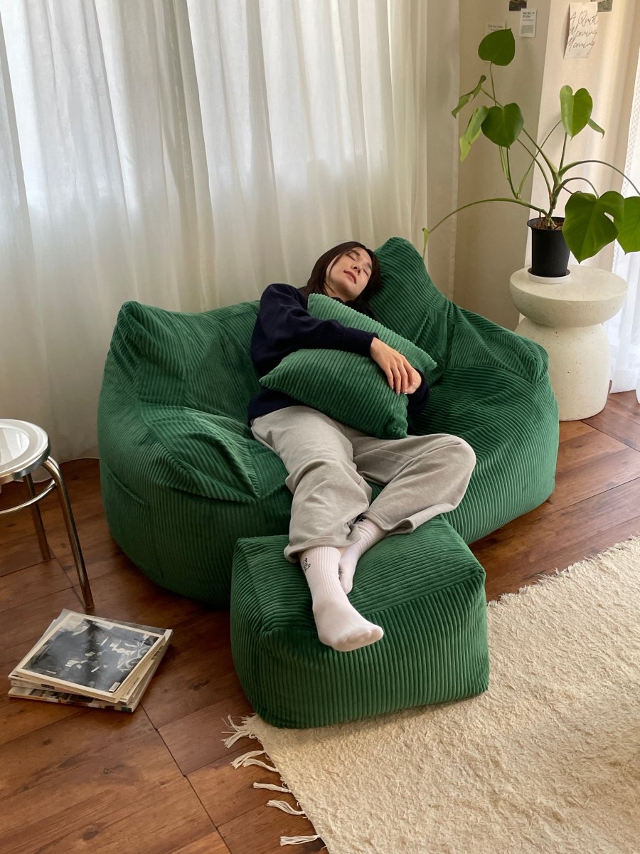 LOOSY 2人掛けビーズソファ 付替カバー Green｜2人用ソファ おしゃれ