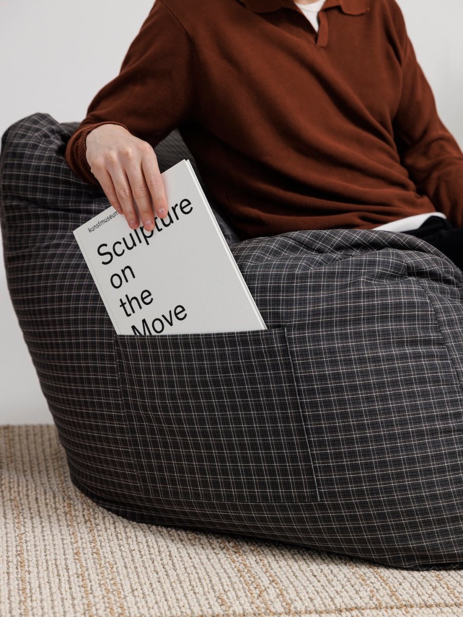 公式】LOOSY 2人掛けビーズソファ Charcoal Check｜2人用ソファ