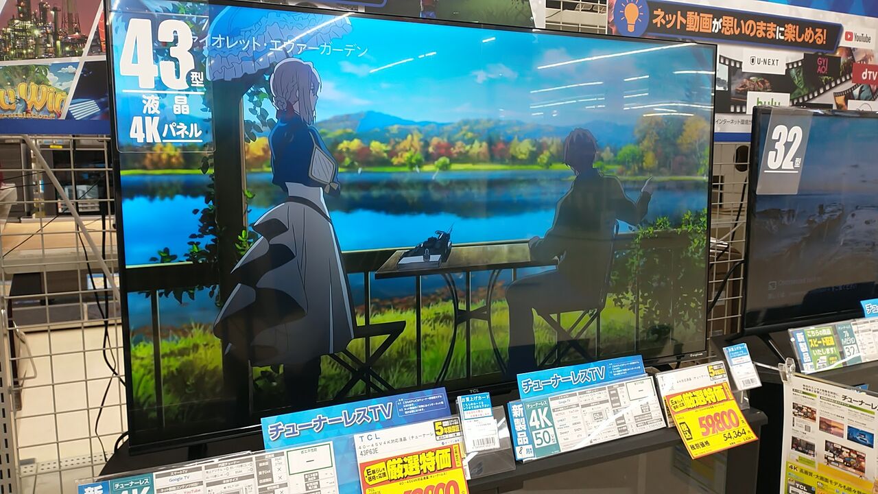 エディオン専売品のTLCのチューナレステレビの43インチ(43P63E)を見