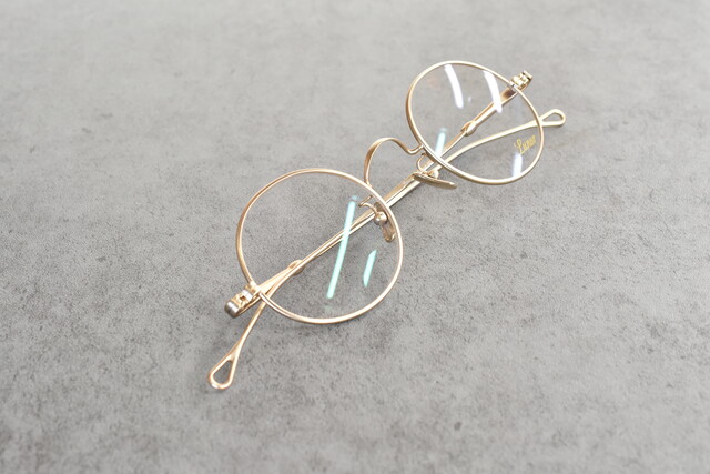 美品 ルノア M5-05 メタルフレーム ラウンド ゴールド 中古伊達メガネ