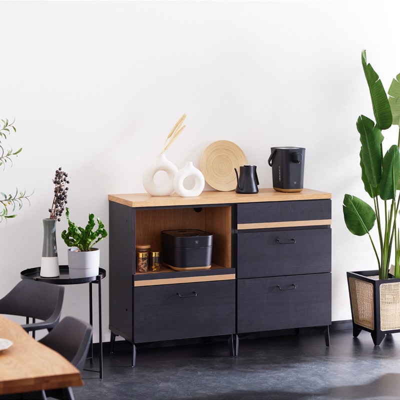 キッチンカウンター 日本製 大川家具 120cm キッチン収納 食器棚