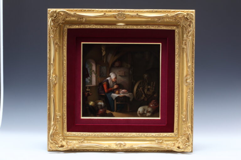 Meissen（マイセン）1880~1900年 エンジ地金彩ワトー風恋人図カップ