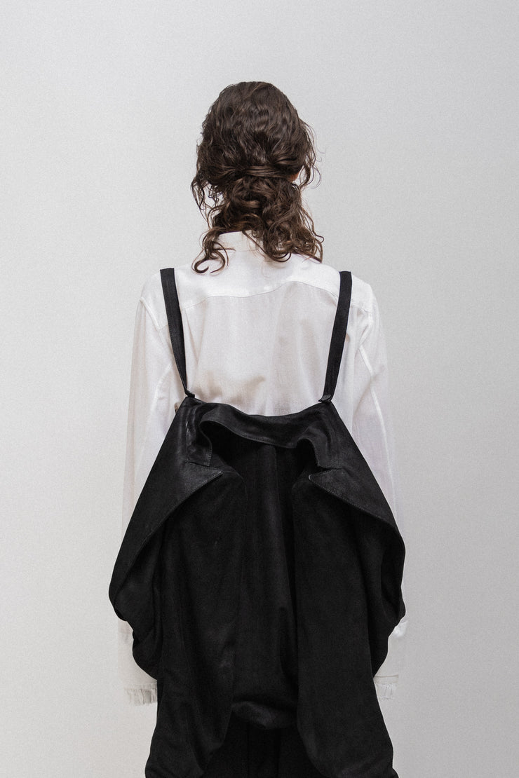 ANN DEMEULEMEESTER - Leather jacket with backpack straps (early