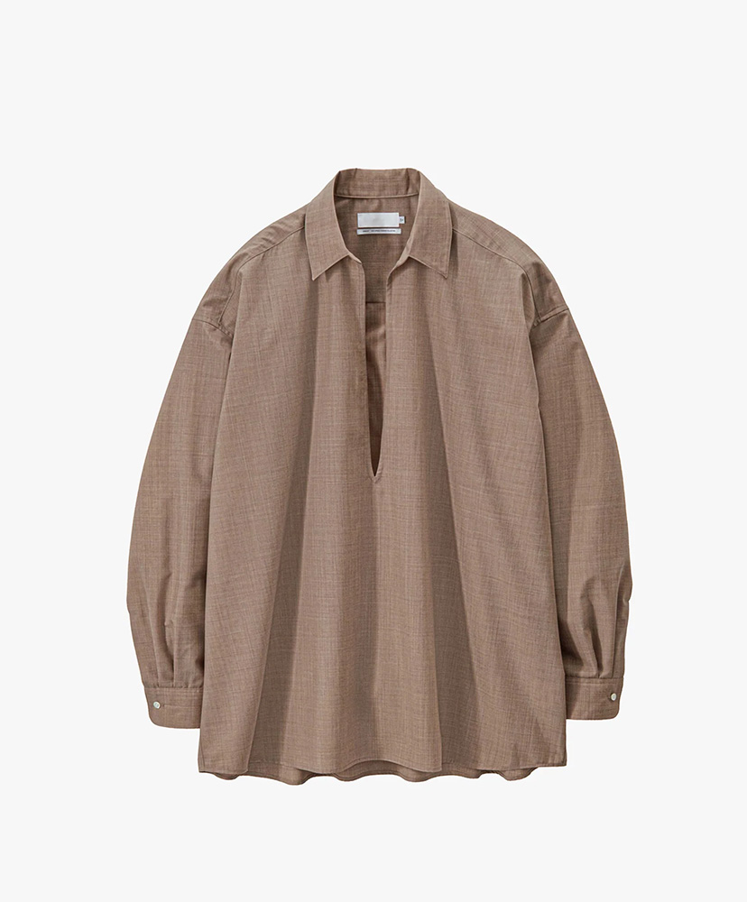 Fine Wool Heather L/S Skipper Shirt(0(MEN) Charcoal/チャコール