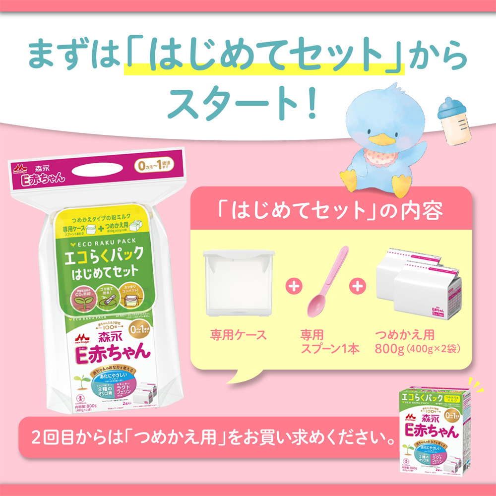 LOHACO - 【0ヶ月から】森永 乳児用ミルク E赤ちゃん エコらくパック