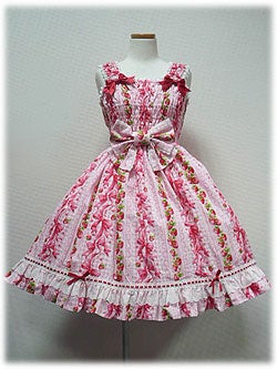 Sweet Ribbon Strawberry Shirring JSK by Angelic Pretty