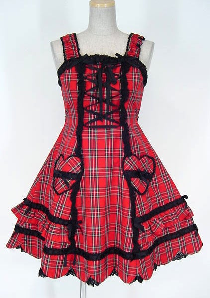 Twinkle Tartan Heart Pocket JSK by Angelic Pretty