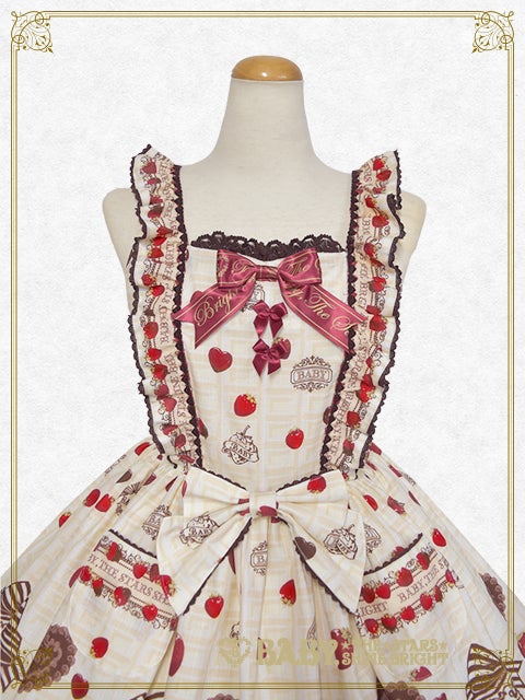 Strawberry Loves Chocolate Apron Frill JSK Set by Baby, the Stars
