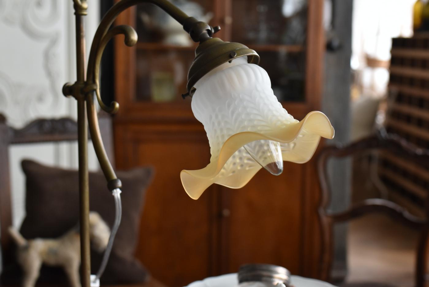 デスクランプ.12 アンティーク卓上ランプ テーブルランプ 真鍮 ガラス