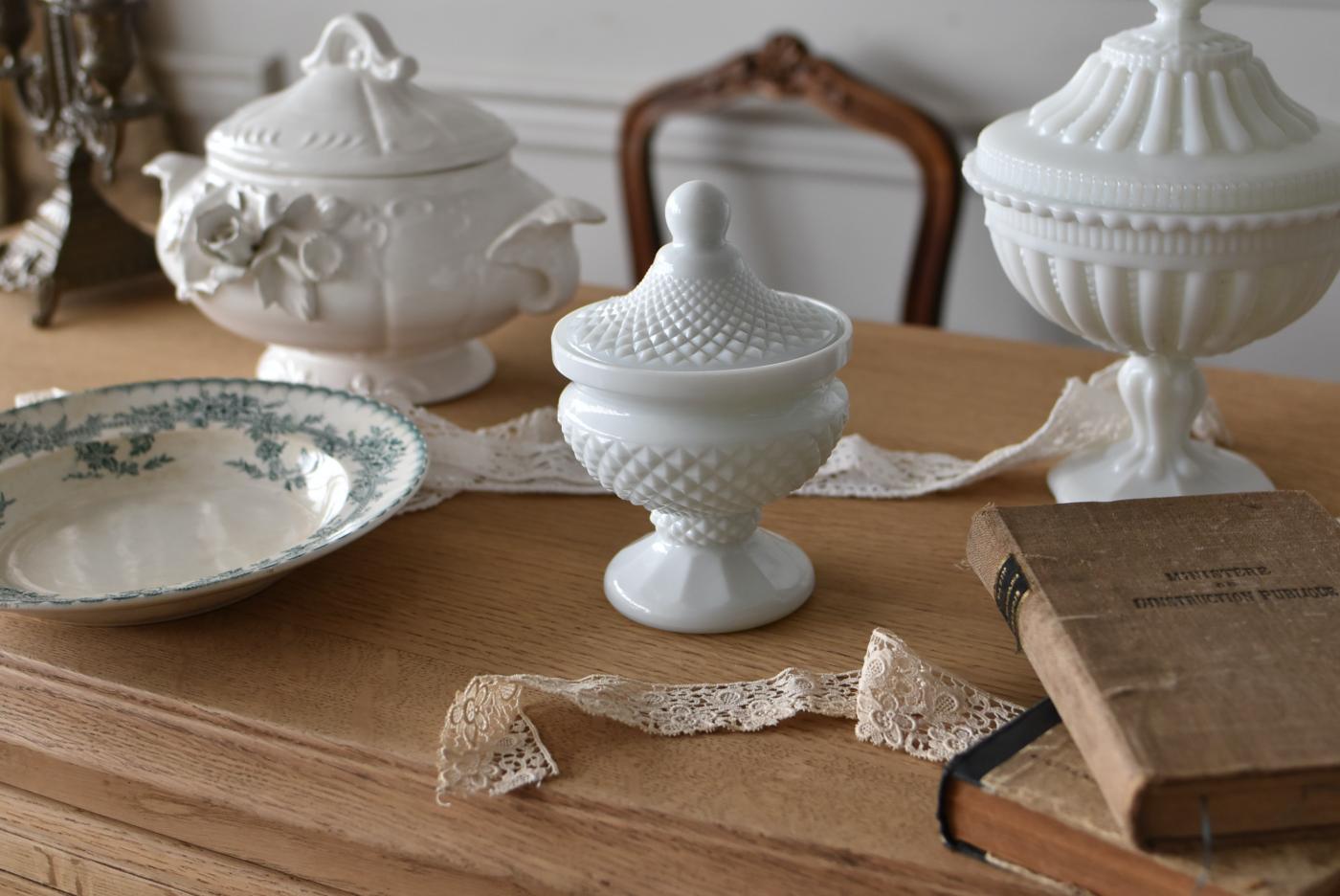 蓋付きボンボニエール.11 フランスアンティーク雑貨 蓋付きポット