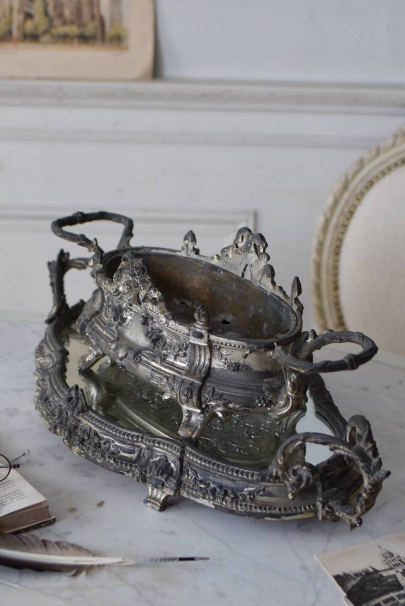 ジャルディニエール×ミラートレイセット.2 フランス アンティーク